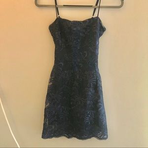 Navy, lace, backless bodycon dress